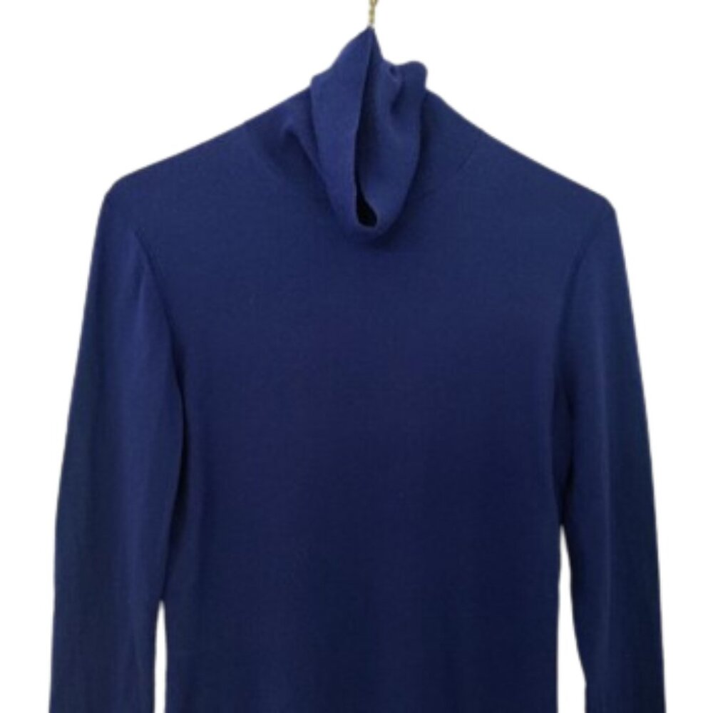 Lafayette 148 New York Royal Blue Turtleneck 100% Wool Sweater - EUC Size M